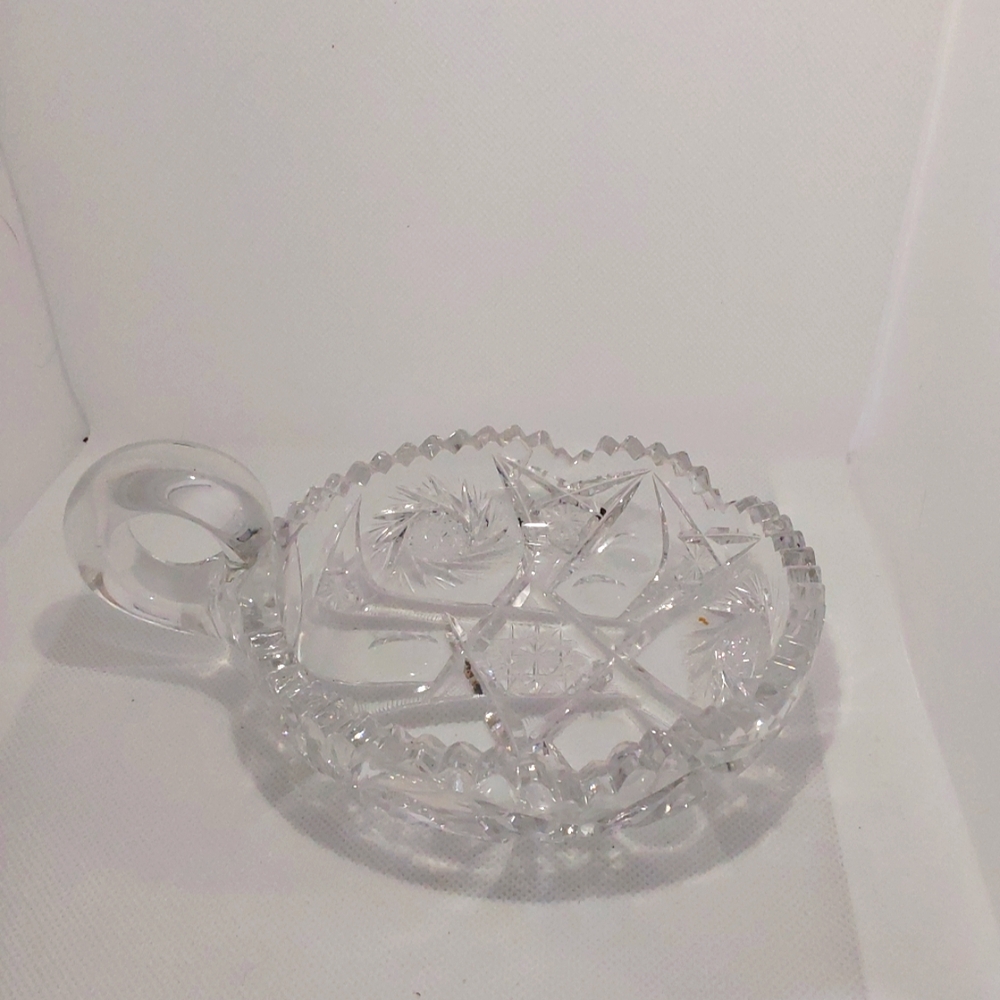 Vintage 1950's "American Brilliant" Cut dish with handle